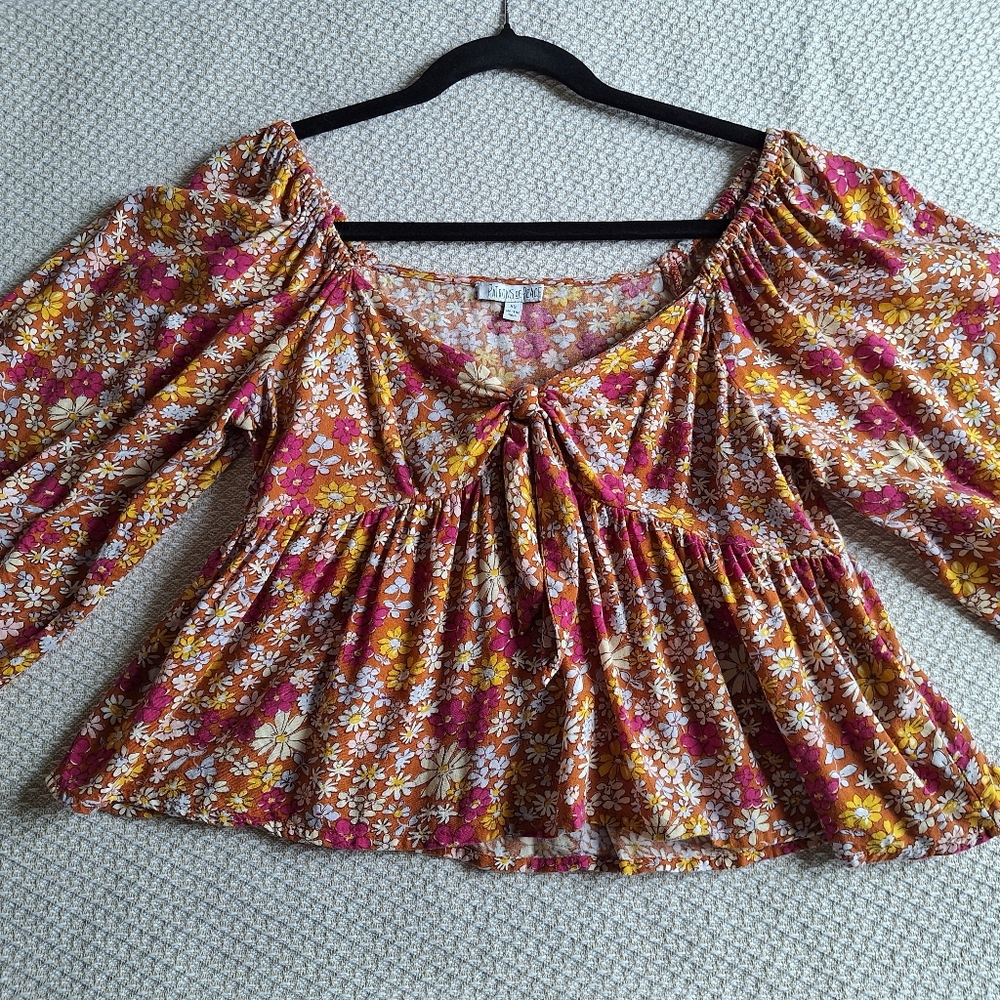 Patrons of Peace Floral Blouse - Red, Pink, Orange